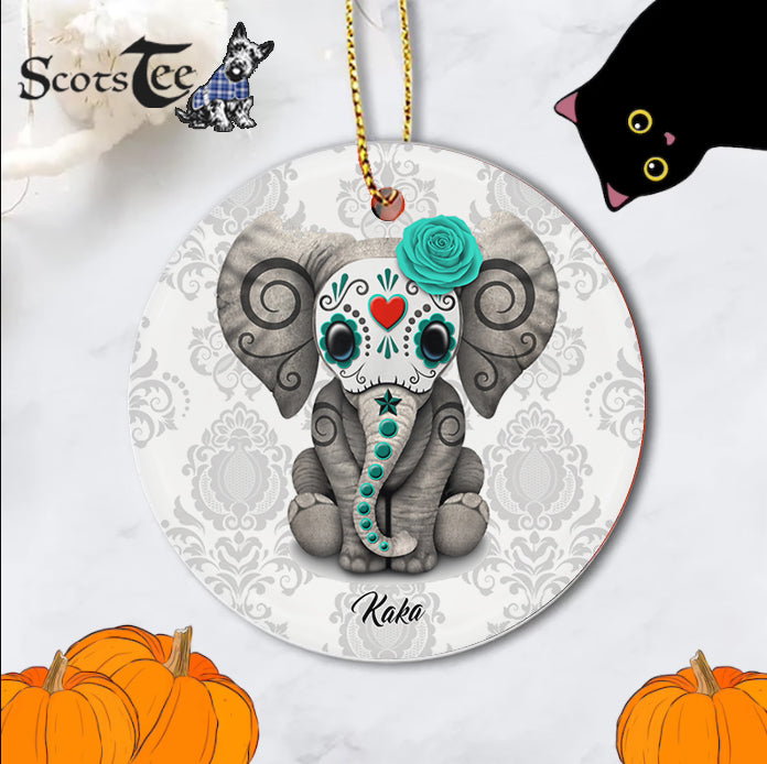 Sugar Skull Ornament Personalized Ornaments Sugar Skull Elephant Skull Of The Dead Halloween Gift Ornament