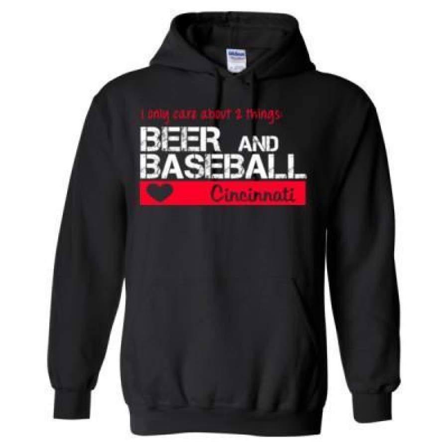 AGR Cincinnati Reds I Only Care About 2 Things Beer And Baseball – Heavy Blend™ Hooded Sweatshirt