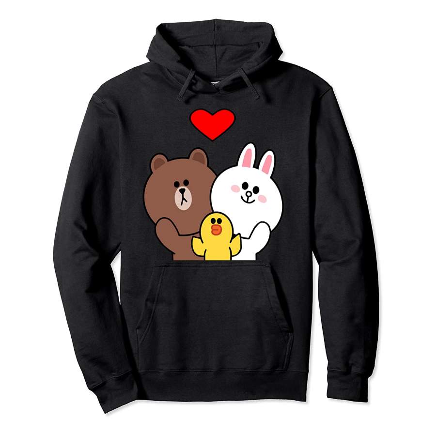 Cute Brown Bear Cony Bunny Rabbit Duck We Love You Heart Pullover Hoodie Unisex 3D All Over Print