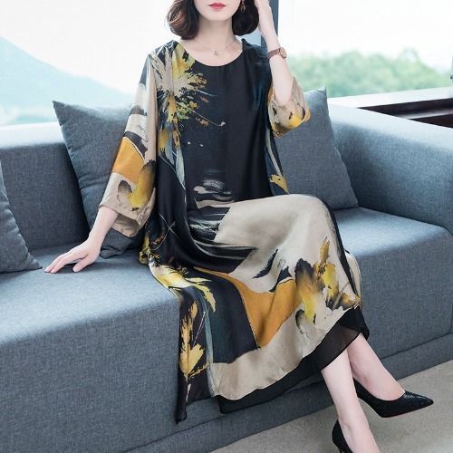 2020 Women Summer Silk Dress Female Casual Plus Size black Dress Long Elegant Beach Party omighty Dresses Vestidos De Fiesta alx