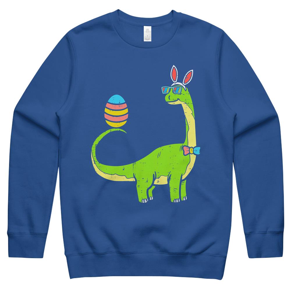 Brontosaurus Bunny Ears Egg Easter Day Dinosaur Dino Boys Crewneck Sweatshirt