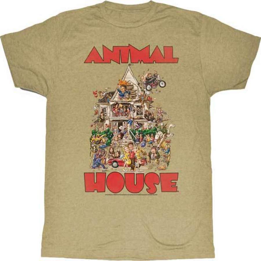 ANIMAL HOUSE-THE HOUSE-KHAKI HEATHER ADULT S/S T-SHIRT