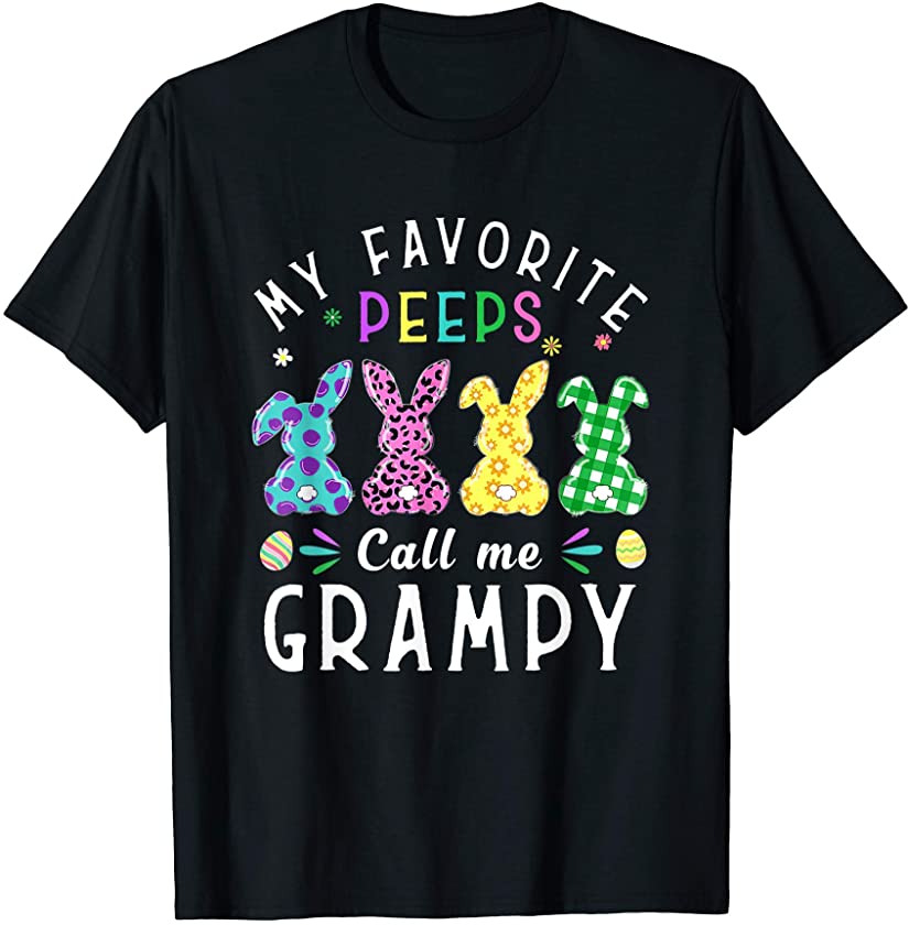 My Favorite Peeps Call Me Grampy Easter Bunny Egg Leopard T-Shirt