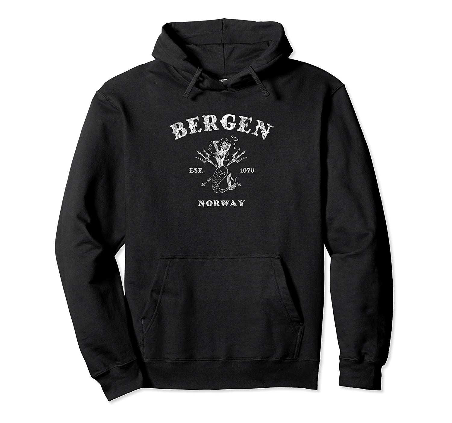 Bergen Norway Vintage Mermaid Nautical Tee Pullover Hoodie, T-Shirt, Sweatshirt