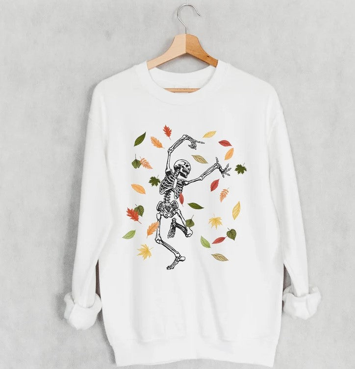 Skeleton Shirt, Skeleton Sweatshirt, Dancing Skeleton, Cute Halloween Sweatshirt, Fall Shirt, Halloween Crewneck