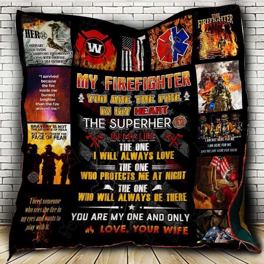 To My Firefighter Husband Quilt – Best Gift For Dad, Gift For Home Decor, Gift For Family  – Fleece Blanket