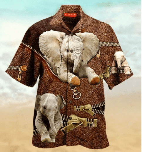 Get Now Awesome Elephant Leather Pattern Unisex Hawaiian Aloha Shirts