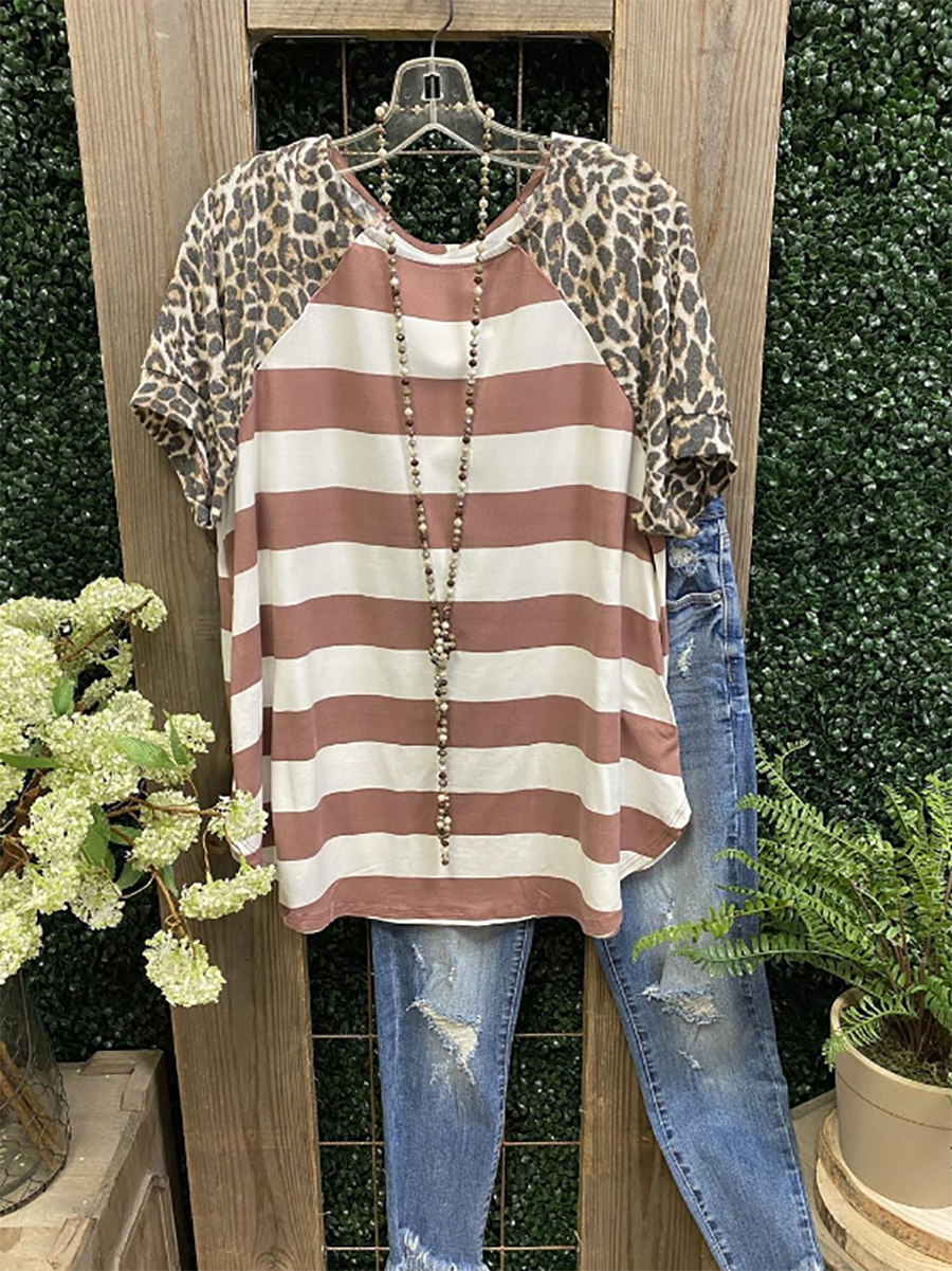 Leopard Casual Crew Neck T-Shirt