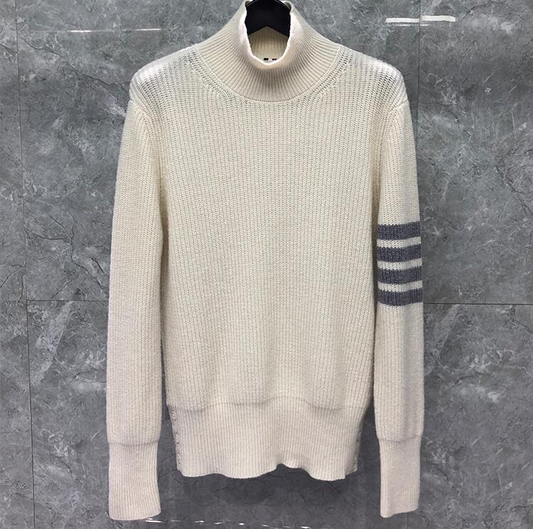 2021 Fashion Brand Sweaters Men Slim Fit Turtleneck Pullovers Clothing Striped Wool Thick Autumn Winter Casual Coat alx