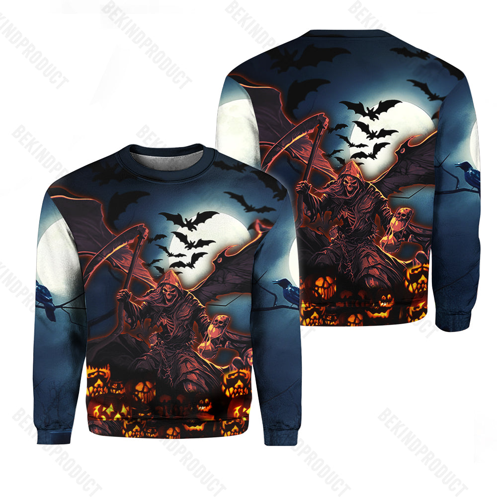 Grim Reaper Halloween Crewneck Sweatshirt All Over Print Sweatshirt For Women Sweatshirt For Men Swn1182