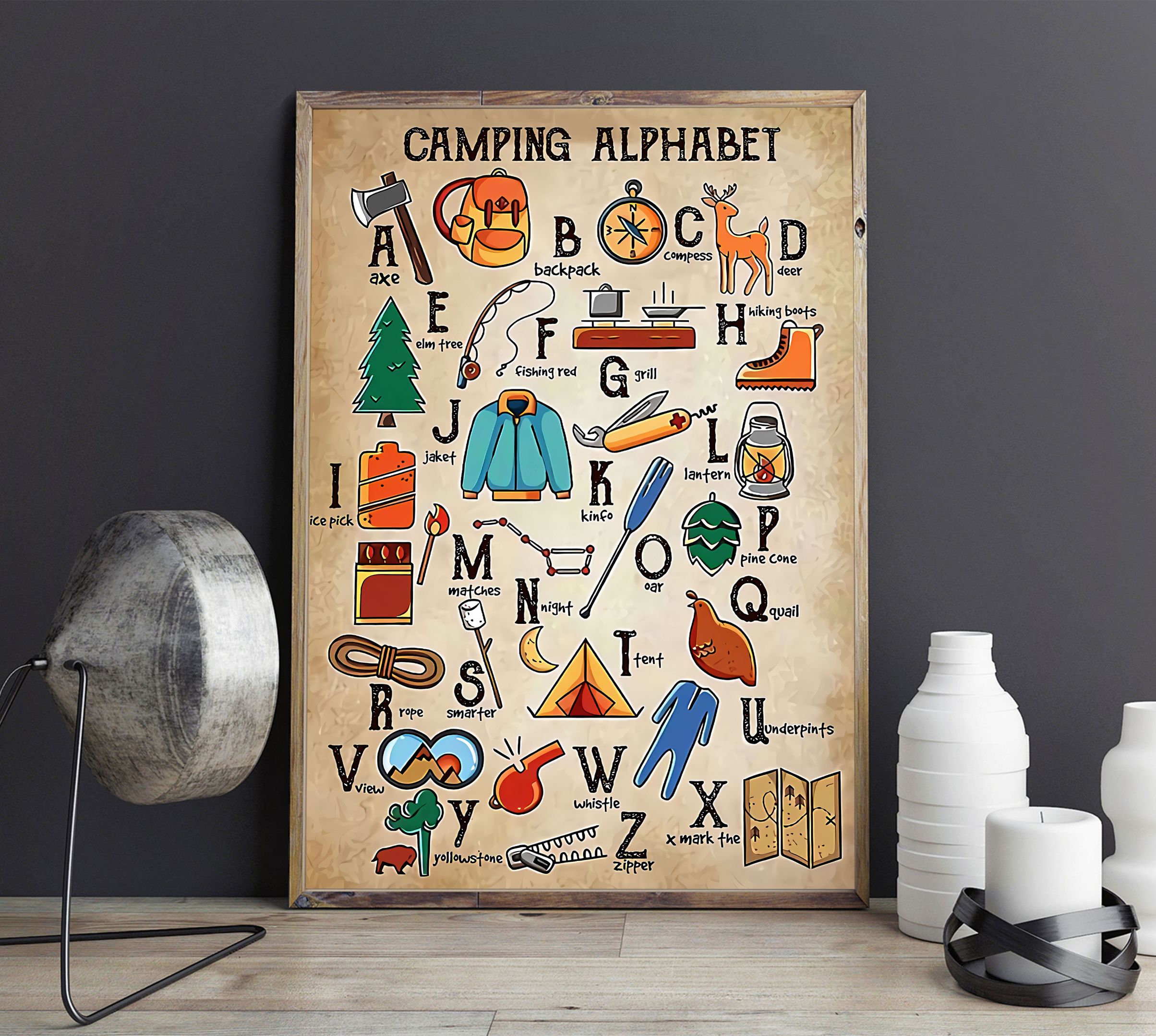 Camping Alphabet Vertical Poster Poster Art Design