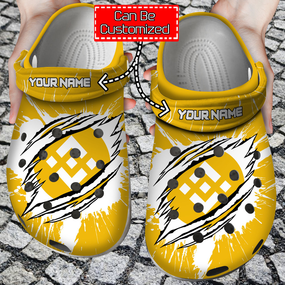Crypto Crocs – Personalized Bnb Coin Ripped Through Clog Shoes For Men And Women