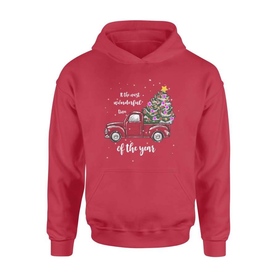 It The Most Wonderful Time Of The Year Christmas Red Truck Christmas Tree Hoodie