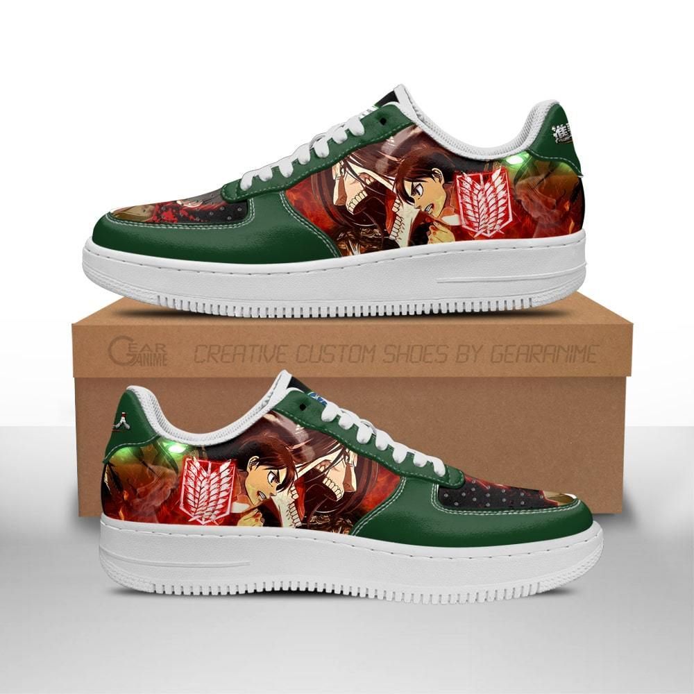 Eren Yeager Attack On Titan Aot Air Force Shoes Sneakers Custom Anime