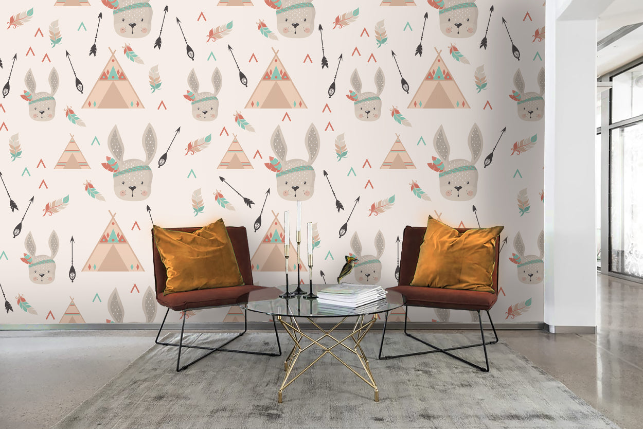 3D Tent Arrow Rabbit Feather Wall Mural Wallpaper 64