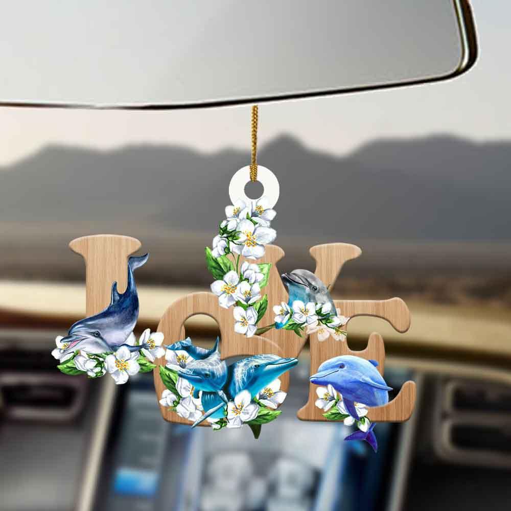 Fun Car Decor Dolphin Love Flowers Dolphin Lover Ornament