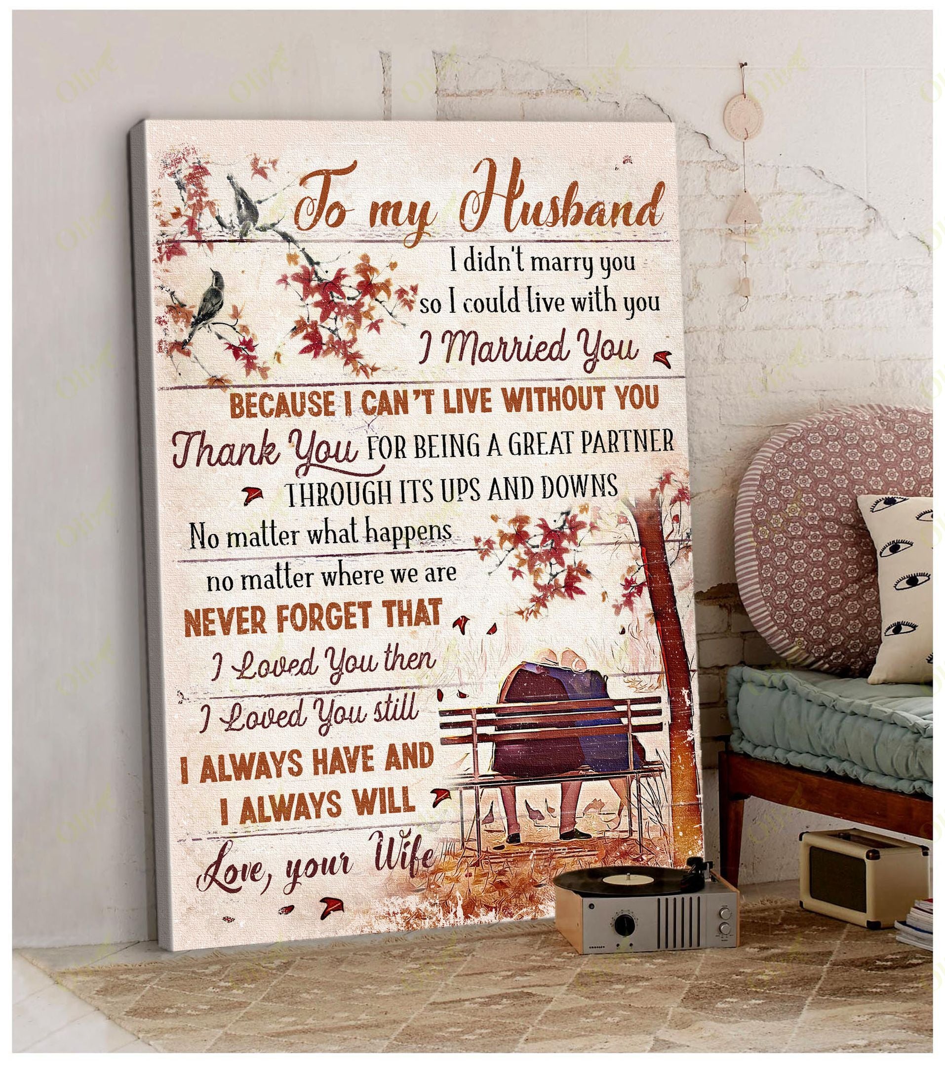 To My Husband – I Love You Then, I Love You Now, I Love You Forever Canvas Wall Art Home Decor