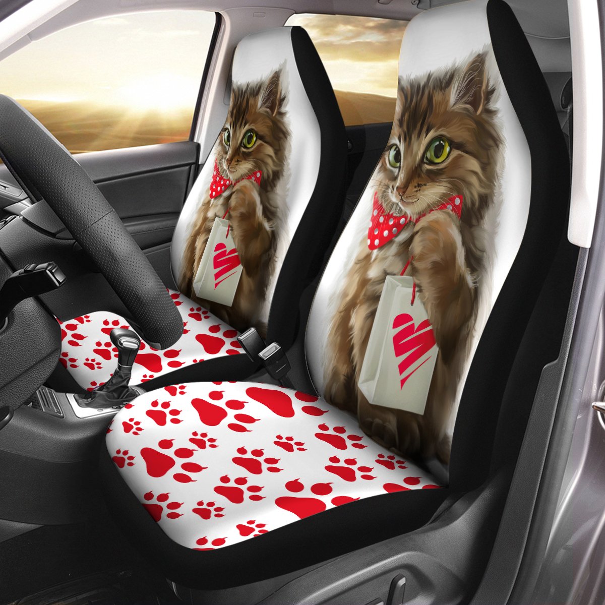 Cute Kitten Cat Car Seat Cover Size Universal Fit