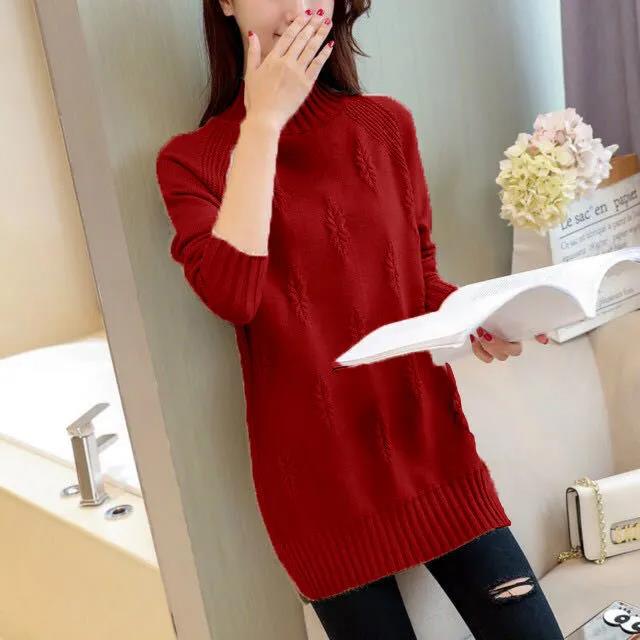 Women’s Half Turtleneck Sweater Loose Knit Thickened Casual Soft Long Sleeve Pullover Sweater Wholesale In Autumn and Winter alx