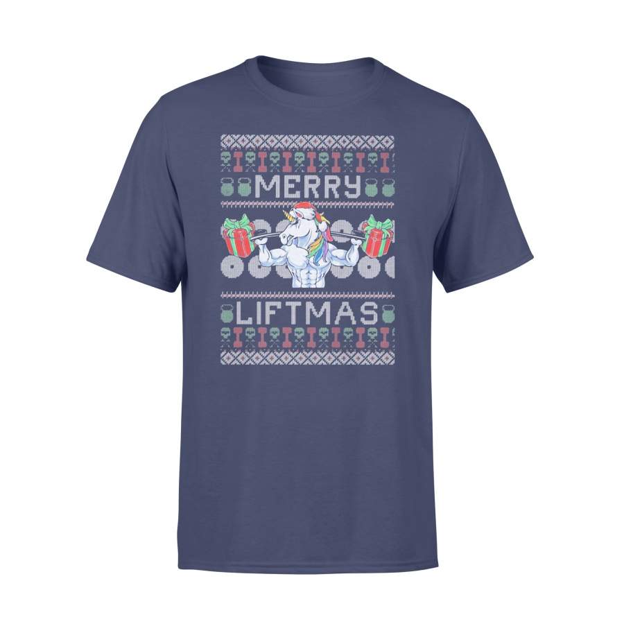 Weight Lifting Fitness Unicorn Merry Liftmas Christmas T-Shirt Christmas Gift Ideas