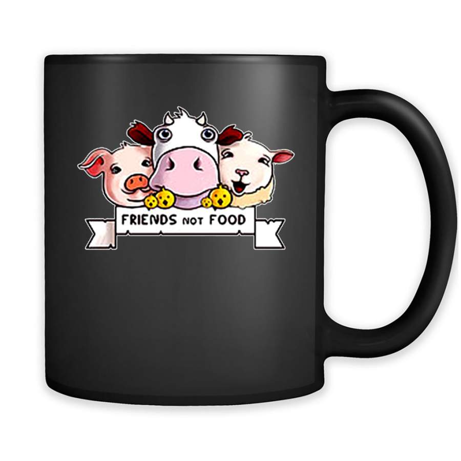 Animal Are Friends Not Food A – Full-Wrap Coffee Black Mug