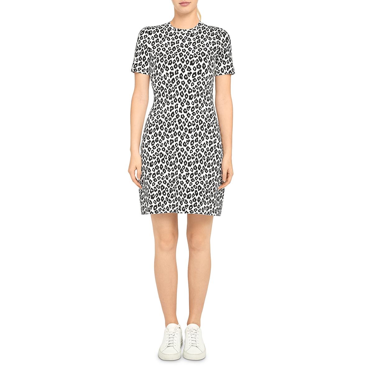 Womens Leopard Print Mini T-Shirt Dress