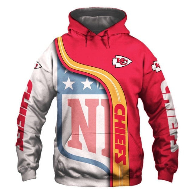 Kansas City Chiefs Curved Stripes Super Bowl 3D Pullover Hoodie