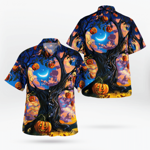 Crescent Moon Night Haunted Tree Halloween Hawaii Shirt For Men Women Adult Ha27967