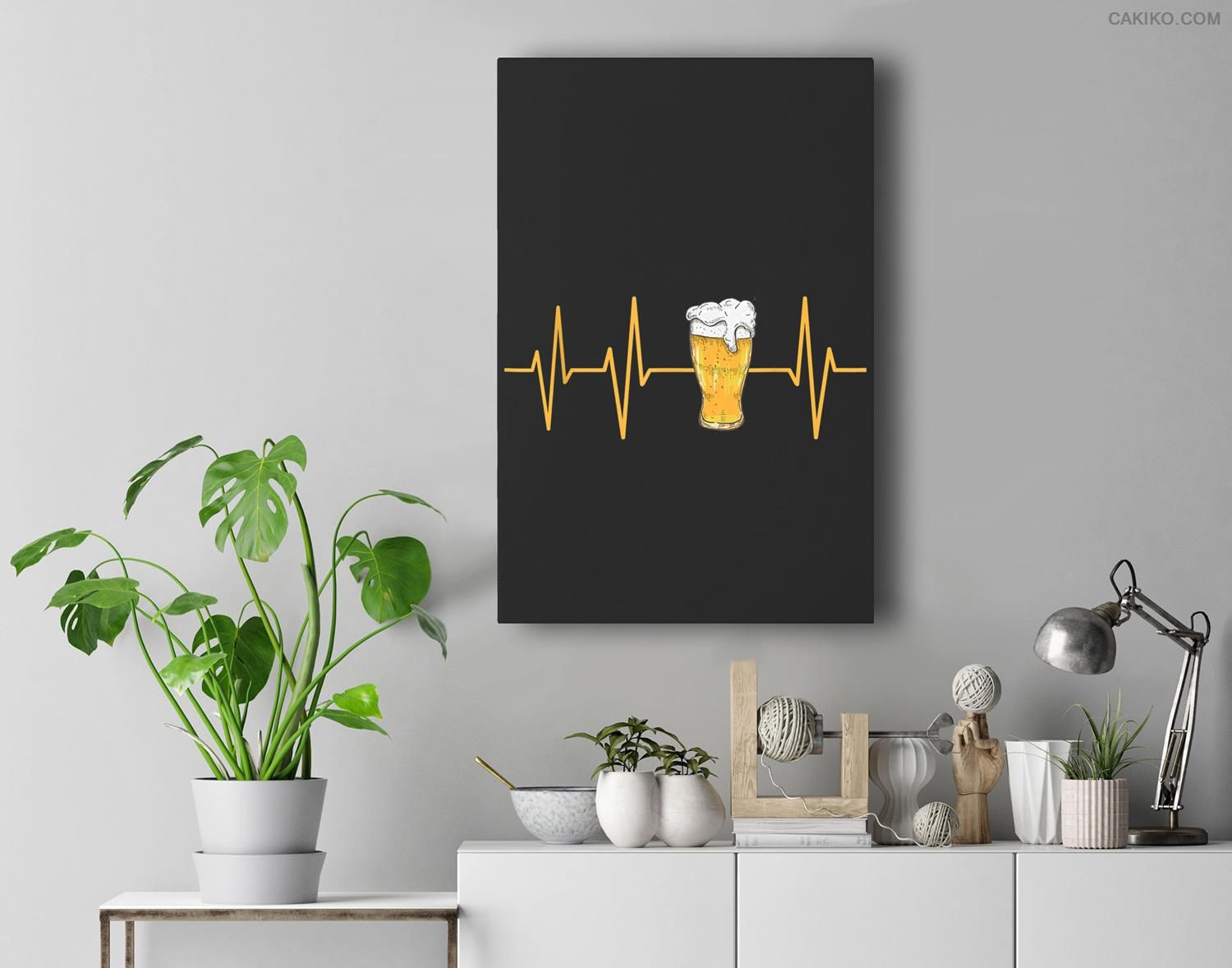 Heartbeat International Beer Day Drinking Team Men Women Premium Wall Art Canvas Decor