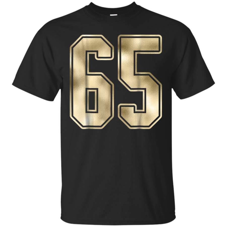 AGR 65 White Outline Number 65 Sports Fan Gold T-Shirt