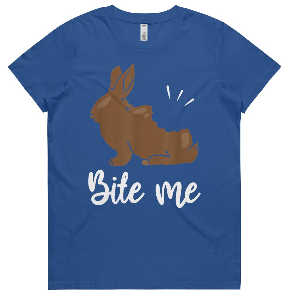 Bite Me Bunny Rabbit Chocolate Funny Easter Womens Tshirts