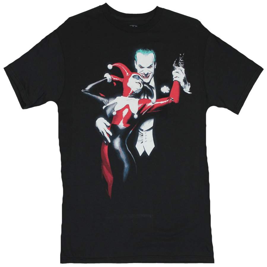 Batman (DC Comics) Mens T-Shirt  – Harley Quinn & Joker Alex Ross Cover Image