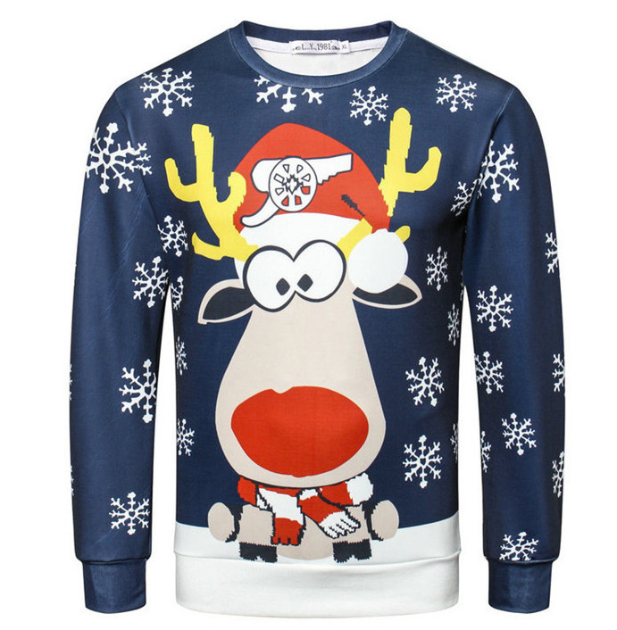 3D Print Christmas Lovely Reindeer Pullover Sweatshirt