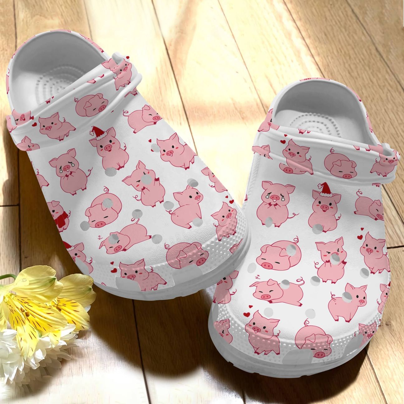 Pig Personalize Clog, Custom Name, Text, Fashion Style For Women, Men, Kid, Print 3D Whitesole Pig Collection