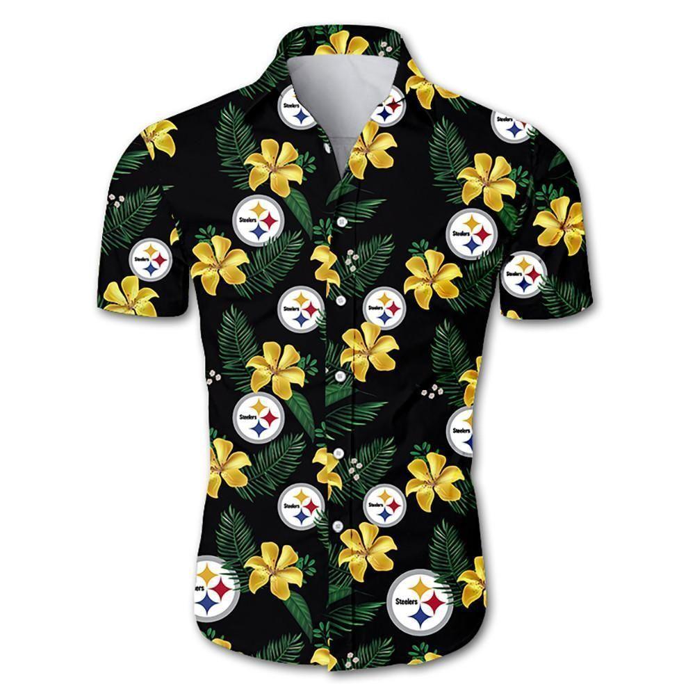 Beach Shirt Nfl Pittsburgh Steelers Tropical Flower Hawaiian Shirt White