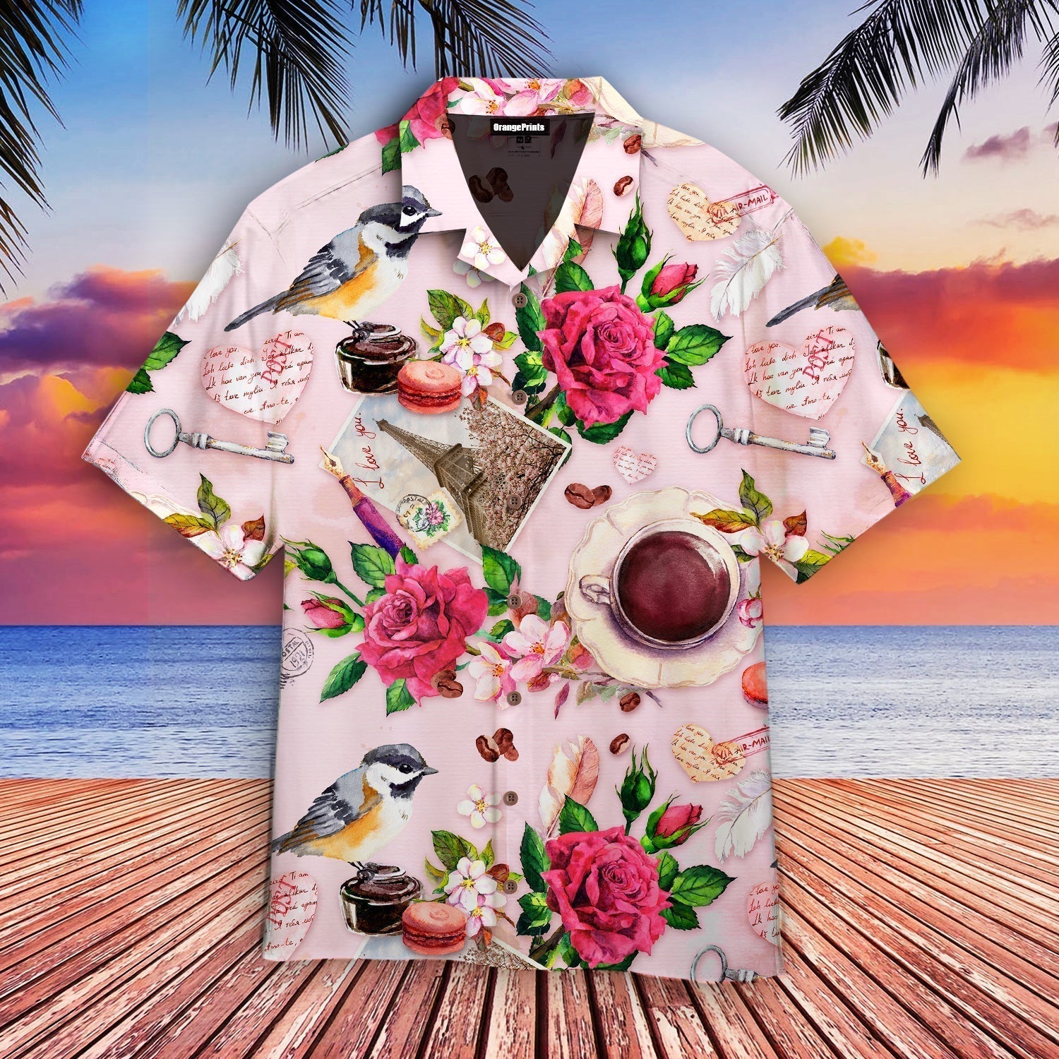 French Rose Flowers Aloha Hawaii Shirts For Men Women Ha78554