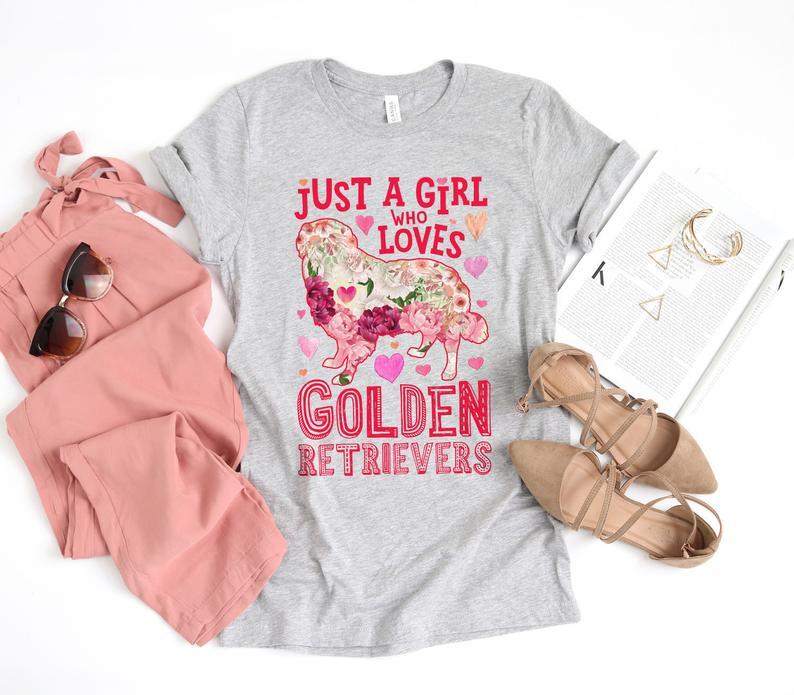 Dreameris Just A Girl Who Loves Golden Retrievers Shirt Golden Retriever Shirt Golden Retriever Gift Retriever Dog Flower Shirt Tank Top Hoodie