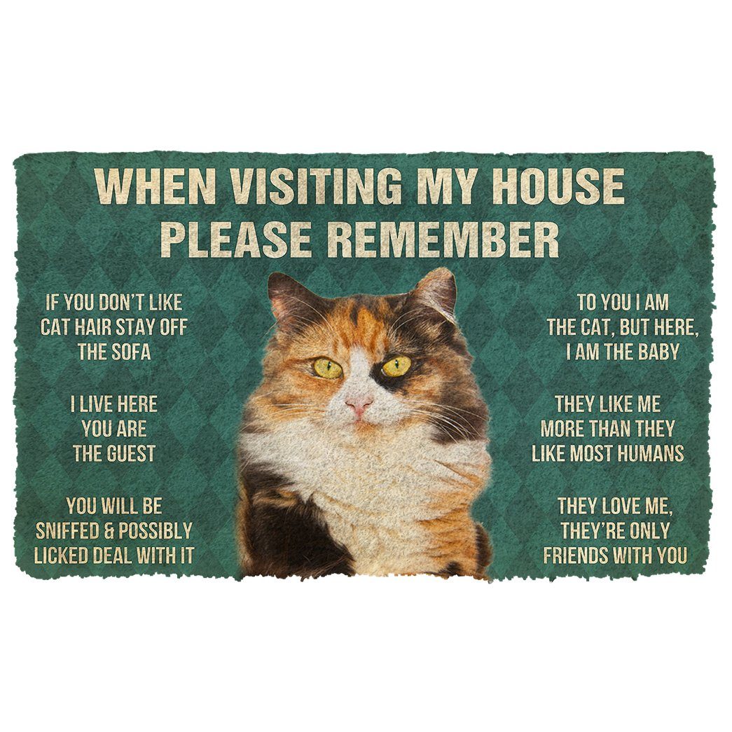 Gearhumans  GearHuman 3D Please Remember Calico Cat House Rules Doormat