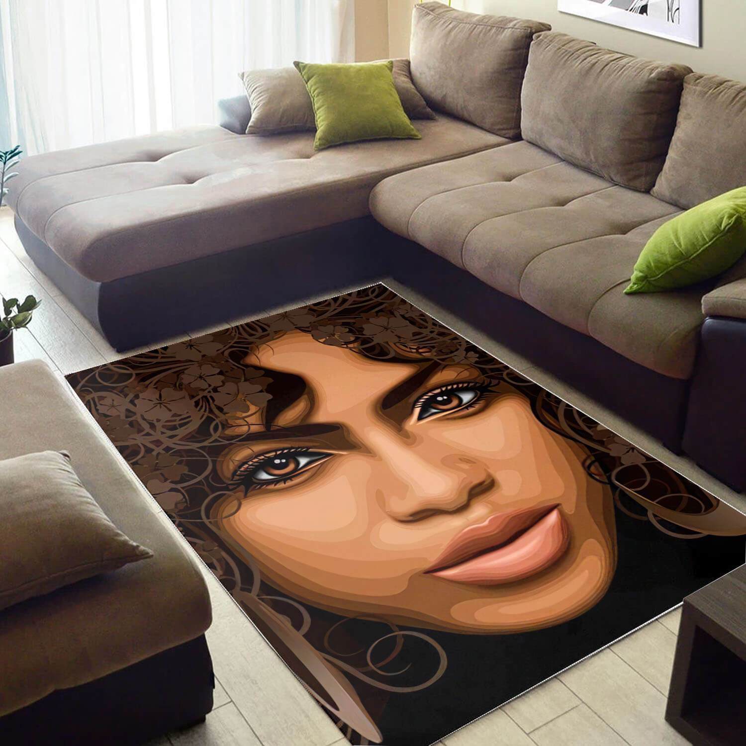 Afrocentric Rugs Beautiful Afrocentric Lady African American Print Rug African Themed House Decor WBG12469