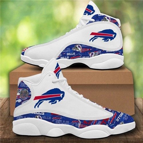 Women Buffalo Bills Air Jordan 13 High Top Leather Sneakers 001