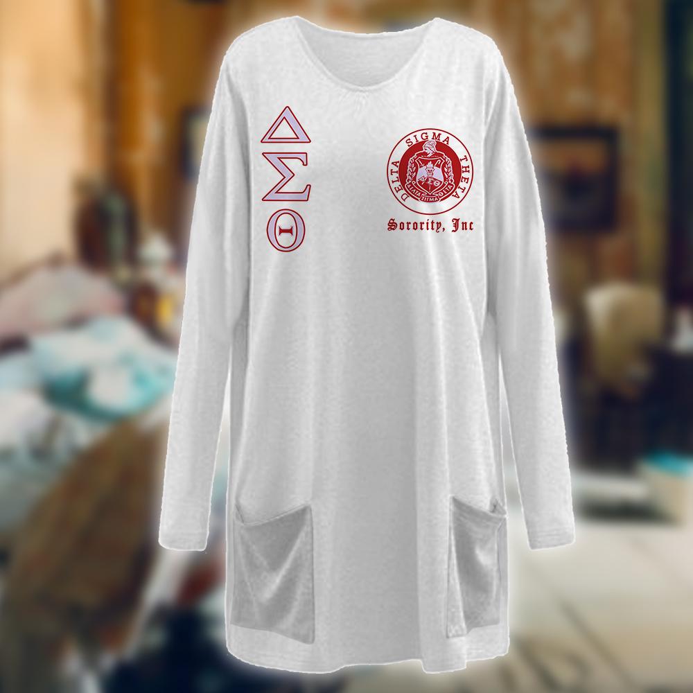 Delta Sigma Theta Loose Long Pattern Women Pocket Blouse