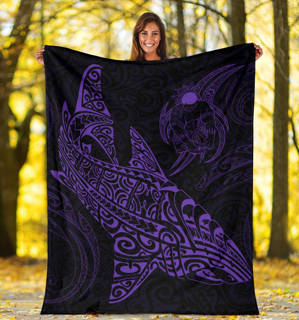 Shark Polynesian Blanket – Polynesian Tattoo Purple – BN04