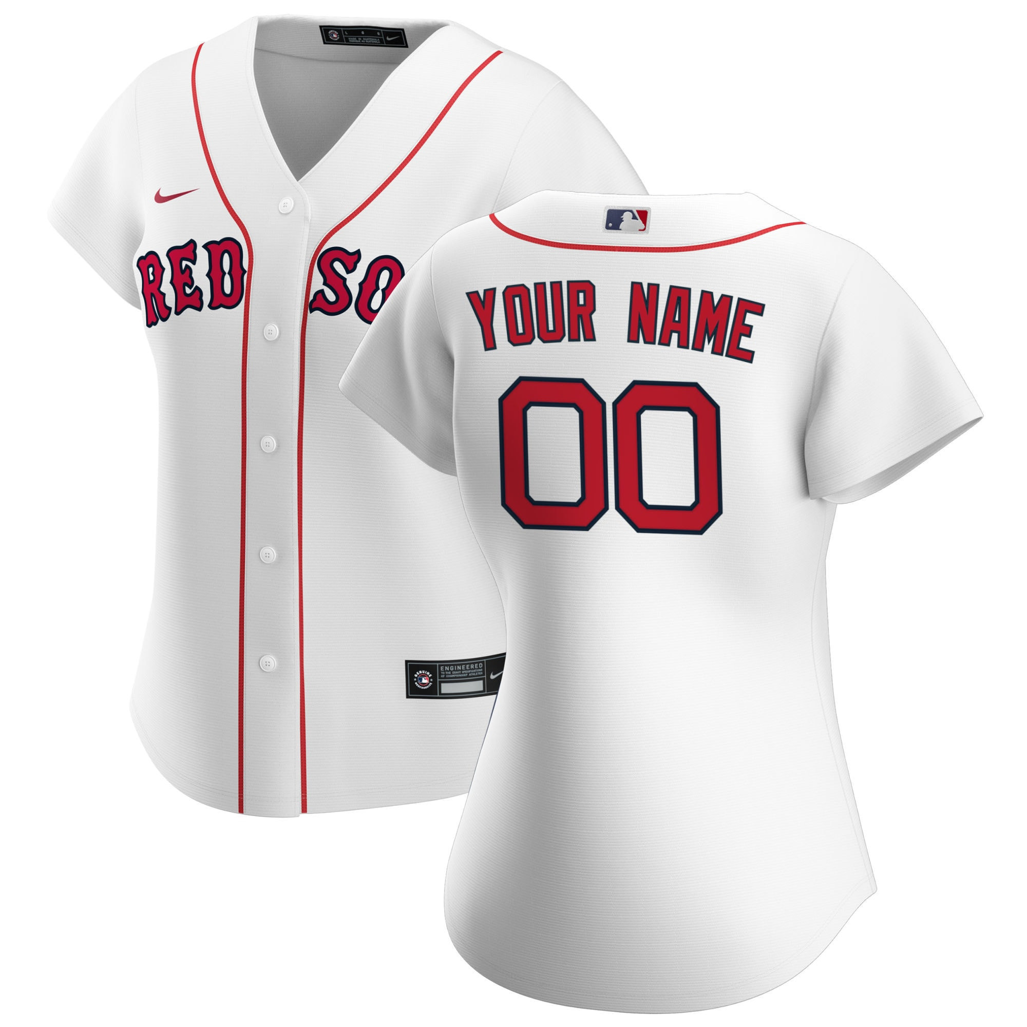 Boston Red Sox Womens Home Replica Custom Jersey – White Custom Jerseys MLB