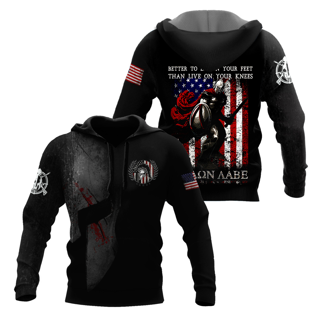 Better To Die On Your Feet Than Live On Your Knees 3D All Over Printed Hoodie