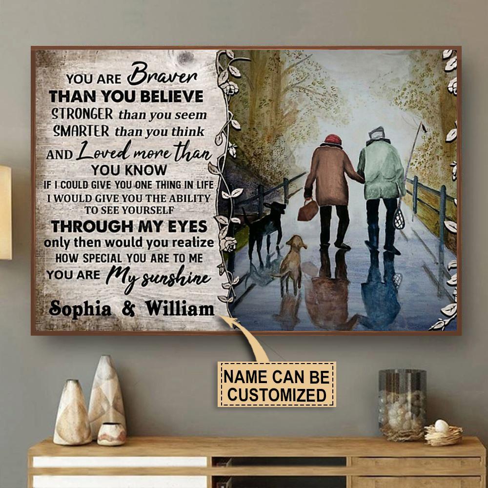 Aeticon Gifts Personalized Fishing Braver Than You Believe Canvas Mom Dad Gift Home Decor