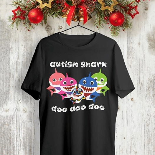 Autism Shark Doo Doo Doo T Shirt Hoodie Sweater  Size S-5Xl