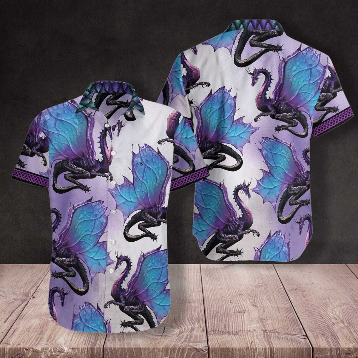 Purple Ombre Dragon All Over Printed Hawaii Shirt Ha34076