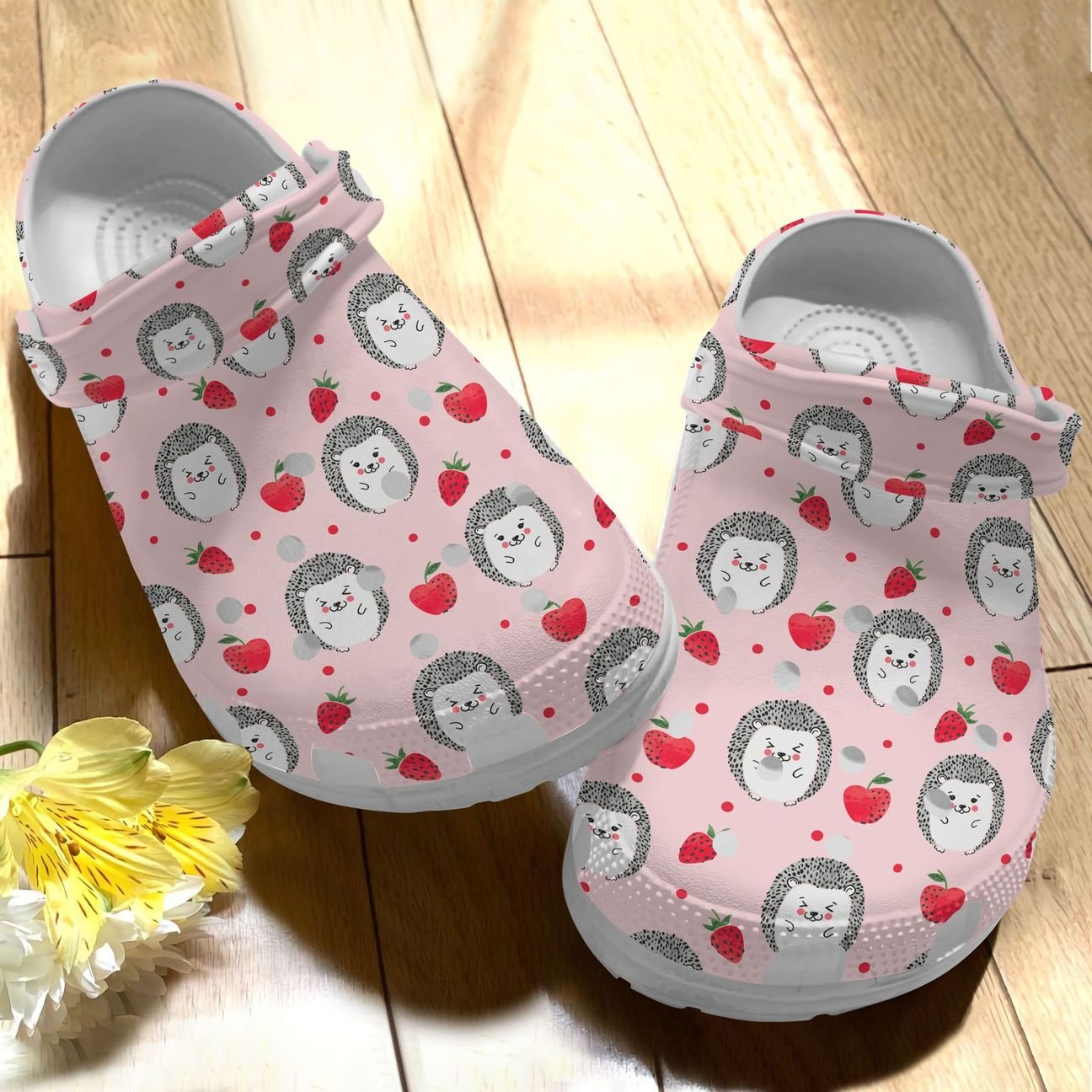 Hedgehog Personalized Clog, Custom Name, Text, Color, Number Fashion Style For Women, Men, Kid, Print 3D Cute Hedgehog And Apple Pattern