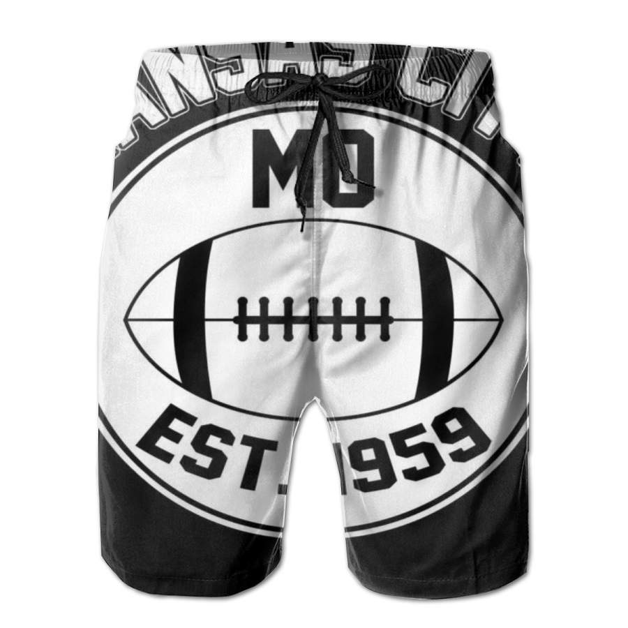 2 Pack Kansas City Football MO Retro Chief Poster Men Swim Trunks Drawstring Elastic Waist Quick Dry Beach Shorts with Mesh Lining Swimwear Bathing Suits