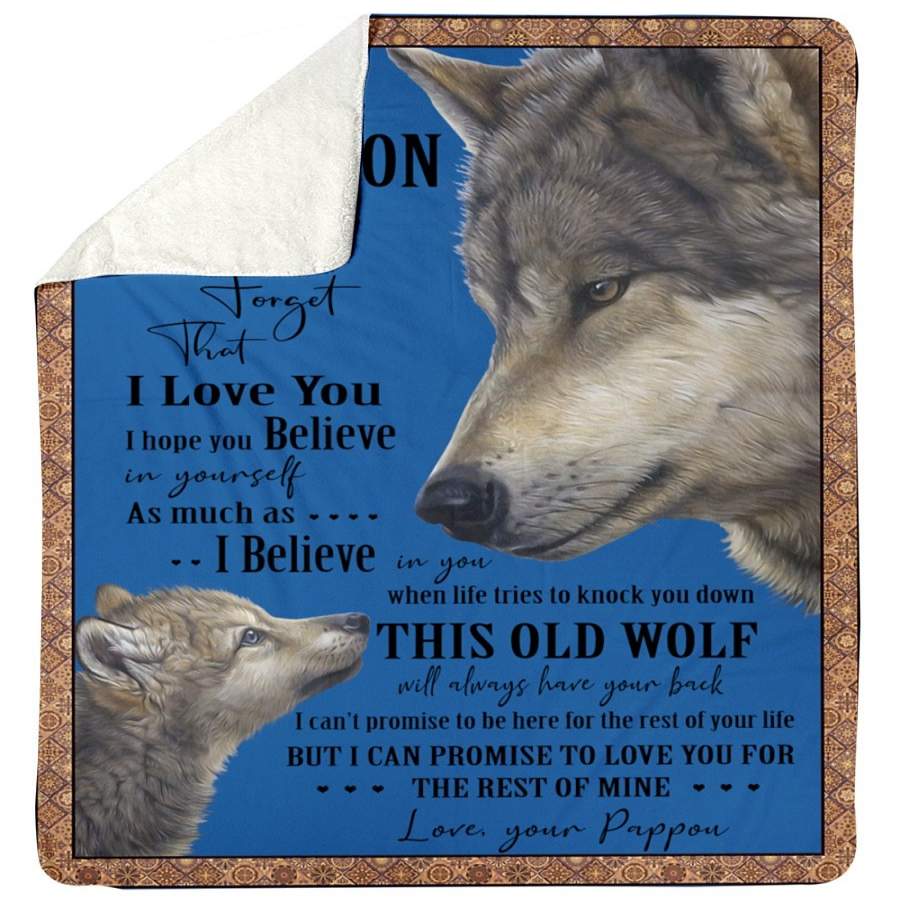 Wolves Love Message To  Grandson From Pappou Sherpa Blanket